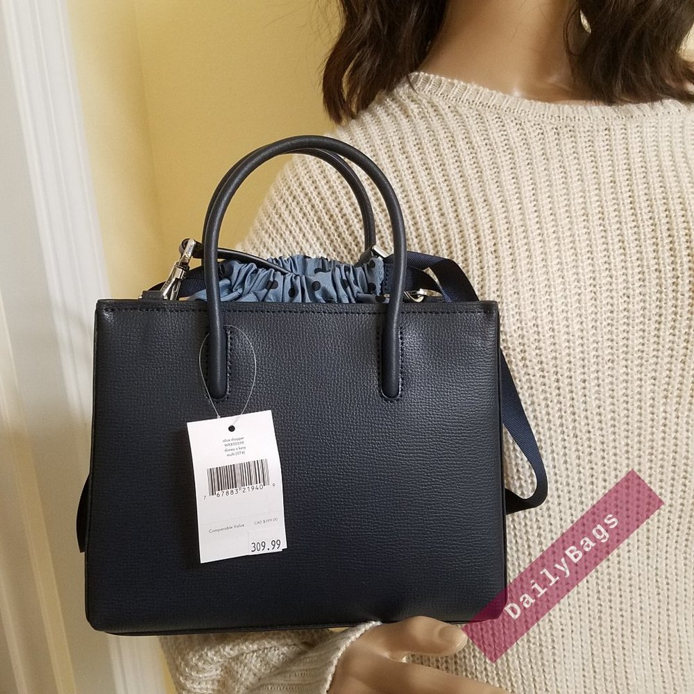 NWT KATE SPADE 100% AUTHENTIC ALICE SHOPPER DISNEY BLUE NAVY SMALL BAG - Picture 7 of 15